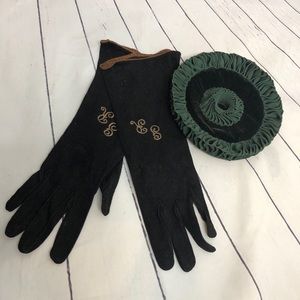 2 FOR $10 - Vintage 1940s hat gloves monogram